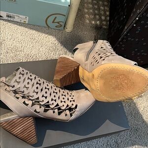 Vince Camuto Taupe Cutout Heeled Boots